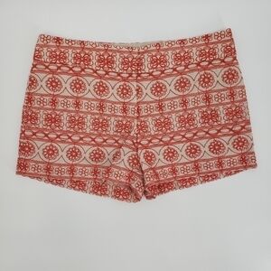 𝅺ANN Taylor Loft Floral Embroidered Red Shorts, Size 4